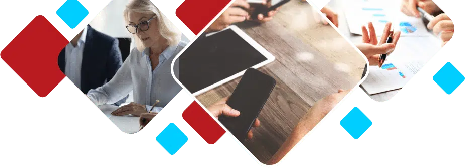 Business Solutions Illustration With Clients & Smartphones